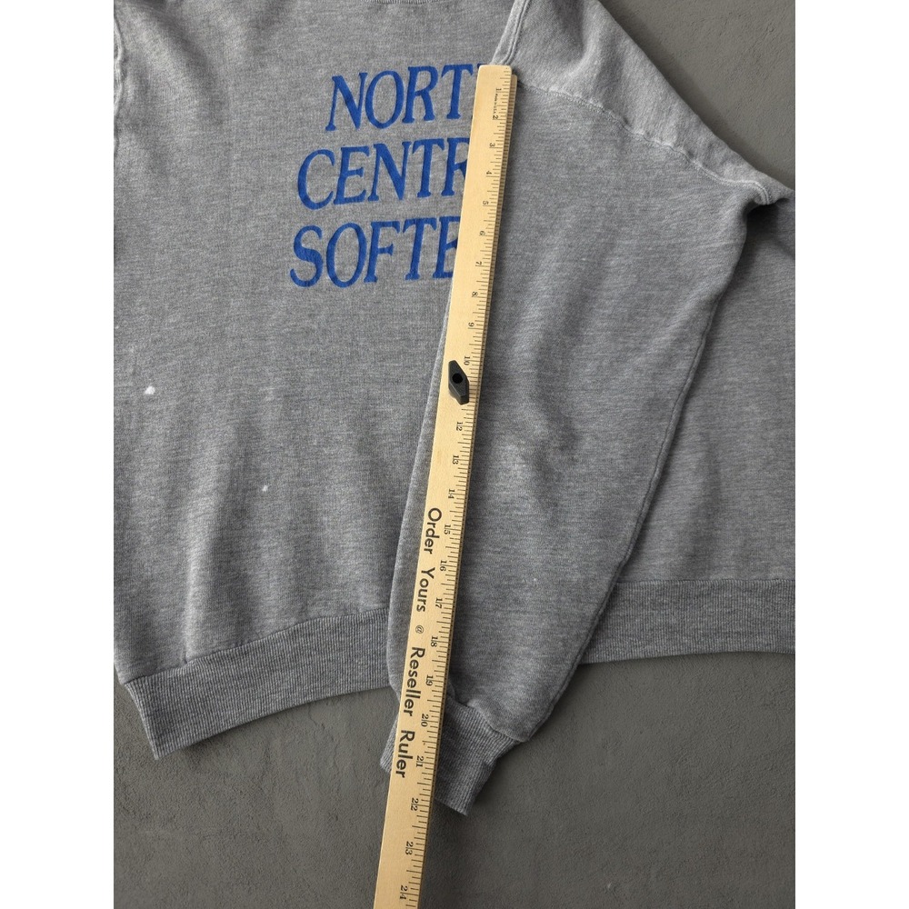 Vintage 80s North Central Softball Russell Athletic Grey Crewneck Sweatshirt XL - Picture 7 of 8